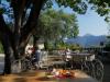 terrasse avec vue sur les montagnes